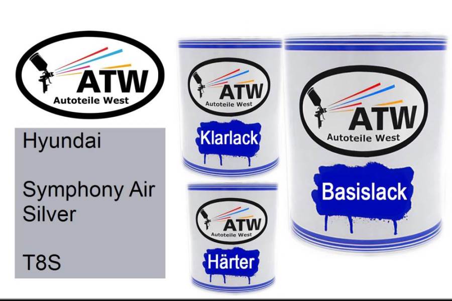 Hyundai, Symphony Air Silver, T8S: 1L Lackdose + 1L Klarlack + 500ml Härter - Set, von ATW Autoteile West.